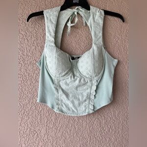 Chic Mint Green Eyelet Crop Top